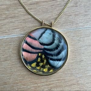 ANTHROPOLOGIE NOCTURNE Feather Pendant Necklace